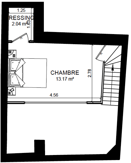 Plan du T2 duplex — mezzanine