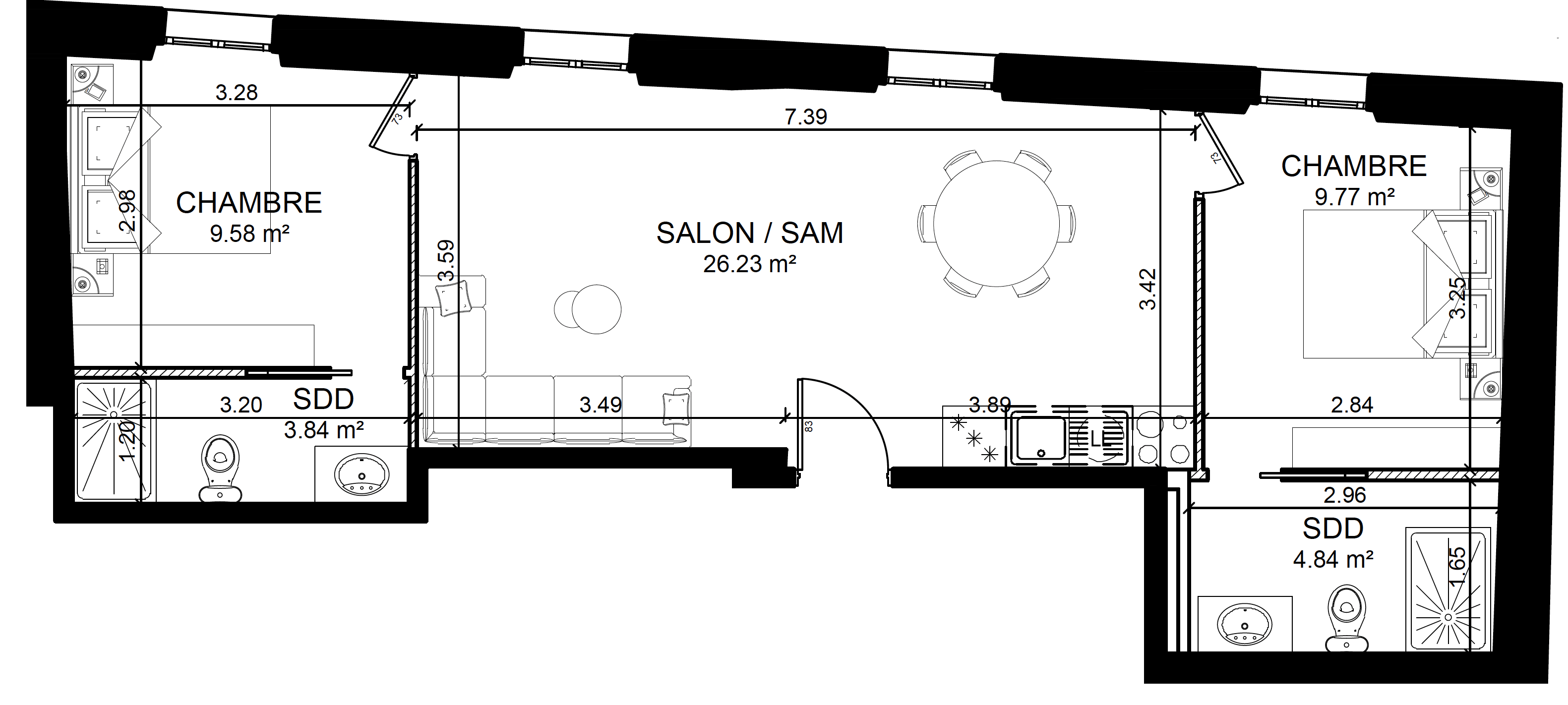 Plan du T3 Nord — R+3 · Les Jardins de Sade